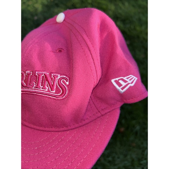 Marlins baseball Bright Pink Snap Hat 7 3/8. By Genuine Merchandise 59fifty - Picture 5 of 7
